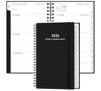 Planner tascabile 2026, agenda 2026 da gennaio 2026 a dicembre 2026, planner 2025 con 12 linguette, rilegatura a doppio filo, tasca interna, 9,5 cm x 6,75 cm, colore nero