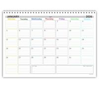 Planning mensile 2026 2027 spiralato INGLESE 21x30cm A4 24 fogli colors