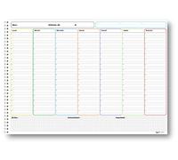 Planning Settimanale A3 Senza Data, 30x42 cm, 55 Fogli con Griglia per Appunti, Spiralato