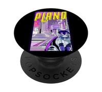 Plano Gatto Retro Anime Paesaggio Urbano Texas USA PopSockets PopGrip Adesivo