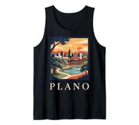 Plano, Texas, Retro, Vendemmia, Orizzonte, Tramonto, Parco, Paesaggio Urbano Canotta