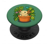 Plant-a-Lotl - Dolce axolotl nel vaso in terracotta pianta PopSockets PopGrip Adesivo