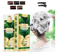 Plant Bubble Hair Dye Shampoo - Vegetable Hair Dye - Hair Coloring And Conditioning 3 Effects In 1 - Beirou BubblePure Plant Extract For Grey Hair Color Bubble Dye (chestnut brown)