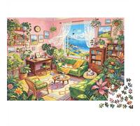 Plant Filled Room Puzzle per Bambini 1000 Pezzi Riciclabile Cozy Interior Jigsaw Puzzle Divertente E Stimolante Gioco Familiare Ottima Idea Regalo per Il Compleanno Del Bambino 52x38cm/1000pcs