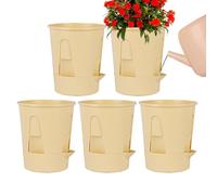 Plant Pot Set with Self Watering Design - 5 pezzi trasparenti Orchid Planter, Breathable Root Control Pots with Vassoio; Contenitori da giardino per interni, balconi, finestre, porch, patio