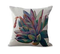 Plant Series Creative Art - Federa copricuscino in stile retro con piante grasse mini, cactus, per negozio, casa, auto, letto divano (45 x 45 cm) MY-P1031-01, Cotone e lino, #4, 45 cm x 45 cm