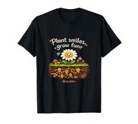 Plant Smiles Grow Fun Daisy Botanical Cottage Design Maglietta