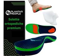 Plantar People - Solette ortopediche a lunghezza intera, con supporti per arco plantare e cuscinetti in silicone, cuscinetto metatarsale e tallone, per trattamento fascite plantare (L)
