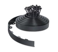 PLANTAWA Bordo per Prato Artificiale Nero 10 m, 30 picchetti | Delimitazione e Fissaggio del perimetro, contenimento di Materiali e Finitura Professionale, Flessibile, discreto e Resistente per