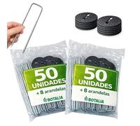 PLANTAWA Picchetti in metallo 100 pezzi | Ancoraggio per prato artificiale, rete anti-erbe e teloni da giardino | Fissaggio resistente, installazione rapida e fissaggio stabile su tutti i tipi di