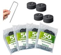 PLANTAWA Picchetti in metallo 200 pezzi | Ancoraggio per prato artificiale, rete anti-erbe e teloni da giardino | Fissaggio resistente, installazione rapida e fissaggio stabile su tutti i tipi di