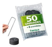 PLANTAWA Picchetti in metallo 50 pezzi | Ancoraggio per prato artificiale, rete anti-erbe e teloni da giardino | Fissaggio resistente, installazione rapida e fissaggio stabile su tutti i tipi di