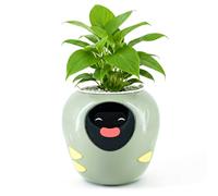 Plantbot Upgraded Large Smart Flower Pot Pet Planter Robot with Artificial Intelligence, Time Temperature Display and Numerous Expressive Animations Based, for Indoor Decoration, Gifts (Green)