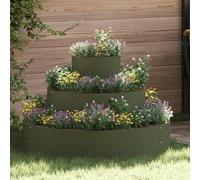 Planter modulare in metallo con finitura verniciata a polvere, acciaio/oliva, stile industriale, design regolabile, uso indoor/outdoor, 3 anelli, Ø 90 cm
