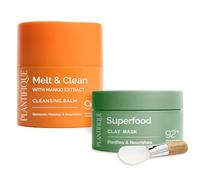PLANTIFIQUE Burro Struccante Coreano Viso e Occhi - Doppia Detersione, Makeup Remover Waterproof - 40 g & Masque Visage Argile Verte - Masque Hydratant Bio contre Point Noir - 110g