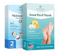 PLANTIFIQUE Maschera Piedi Esfoliante - Trattamento Calli e Duroni, Peeling Piedi Forte - Vitamine 2 Paia & Maschera Piedi Idratante - Calzini per Piedi Secchi - 2 Paia
