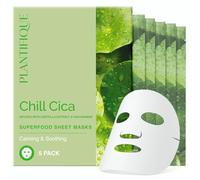 PLANTIFIQUE Maschera Viso in Tessuto Chill Cica 5 Pezzi - Maschere Lenitive e Rilassanti con Centella e Niacinamide - Cura della Pelle Coreana per Comfort e Texture Uniforme della Pelle