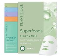 PLANTIFIQUE Set di Maschere Viso Superfood in Confezione Mista da 5 - Set di Maschere Viso con Cocco, Aloe, Vitamina C, Centella e Collagene - Idratante e Rinfrescante - Adatto a Tutti i Tipi di Pelle