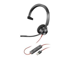 Plantronics Blackwire C3310 - Cuffie monocromatiche con connettore USB-A e braccio flessibile per microfono, colore: Nero