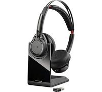 Plantronics - Cuffie stereo Bluetooth"Voyager Focus UC B825M", con base di ricarica e dongle USB A BT, sensore intelligente, braccio microfono, riduzione del rumore, Skype for Business, colore: Nero