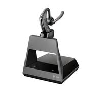 Plantronics Voyager 5200 Office - Cuffie Bluetooth con tecnologia WindSmart, microfono adattivo, IPX4, pulsante per controllo vocale, NFC, stazione di ricarica con USB-A, nero, taglia unica
