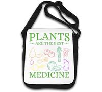 Plants are The Best Medicine - Borsa a tracolla per schizzi di verdure, colore: Bianco
