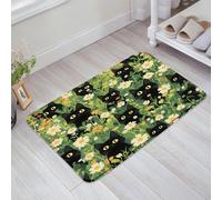 Plants Cat Black Stall Boho Modern Cute Aesthetic Abstract Cats Flowers Green Leaves Funny Tappeto Da Bagno Asciugatura Rapida Tappeto Entrata Trappola Sporco Zerbino Ingresso Per Vasca 40X60Cm