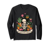 Plants Not People Funny Plant Lover Floral Skeleton Flowers Maglia a Manica