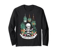 Plants Not People Funny Plant Lover Floral Skeleton Flowers Maglia a Manica