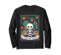 Plants Not People Funny Plant Lover Floral Skeleton Flowers Maglia a Manica