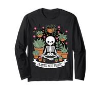 Plants Not People Funny Plant Lover Floral Skeleton Flowers Maglia a Manica