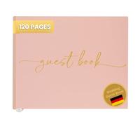 Plantvibes Libro degli Ospiti 120 Pagine Versione Inglese, Carta Spessa, Non Spinge, Stile Vintage, con Titolo Dorato, Ideale per Matrimoni, Anniversari, Compleanni