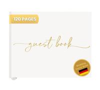 Plantvibes Libro degli Ospiti 120 Pagine Versione Inglese, Carta Spessa, Non Spinge, Stile Vintage, con Titolo Dorato, Ideale per Matrimoni, Anniversari, Compleanni