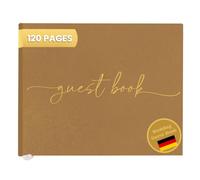 Plantvibes Libro degli Ospiti 120 Pagine Versione Inglese, Carta Spessa, Non Spinge, Stile Vintage, con Titolo Dorato, Ideale per Matrimoni, Anniversari, Compleanni