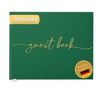 Plantvibes Libro degli Ospiti 120 Pagine Versione Inglese, Carta Spessa, Non Spinge, Stile Vintage, con Titolo Dorato, Ideale per Matrimoni, Anniversari, Compleanni