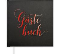 Plantvibes Libro degli ospiti per matrimonio, 72 pagine, carta spessa, stile vintage, con titolo rosso, ideale per matrimoni, anniversari, compleanni