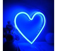 Planzo Insegna al neon a forma di cuore con luce blu a LED alimentata a batteria o USB per matrimoni, San Valentino, feste, regalo di compleanno, decorazione per la casa, la camera da letto delle