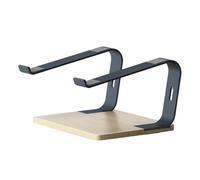 PLAOEGCN Supporto for laptop ergonomico con supporto in alluminio e base in legno, for da tavolo angolo di altezza regolabile for l'home office(Gris)