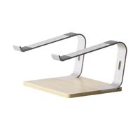 PLAOEGCN Supporto for laptop ergonomico con supporto in alluminio e base in legno, for da tavolo angolo di altezza regolabile for l'home office(Silver)