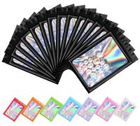 Plaphy 100 Bustine Mylar Olografiche con Zip e Finestra, Sacchetti Olografici in Alluminio Richiudibili, Buste Ermetiche Colorate per Alimenti e Confezionamento (Nero, 9 x 16 cm)