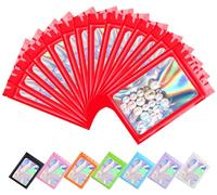 Plaphy 100 Bustine Mylar Olografiche con Zip e Finestra, Sacchetti Olografici in Alluminio Richiudibili, Buste Ermetiche Colorate per Alimenti e Confezionamento (Rosso, 8 x 13 cm)