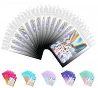 Plaphy 100 Bustine Olografiche con Zip, Finestra e Foro per Sospensione, Sacchetti Mylar in Alluminio Richiudibili, Buste Ermetiche per Alimenti e Confezionamento (Nero e Bianco, 7,5 x 12 cm)