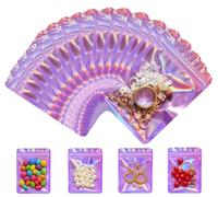 Plaphy 100 Bustine Olografiche con Zip, Sacchetti Mylar in Alluminio Richiudibili, Buste Rosa Trasparenti Ermetiche per Alimenti e Confezionamento (Rosa Olografico, 9 x 12 cm)