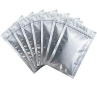 Plaphy 100 Sacchetti in Alluminio Richiudibili con Zip, Bustine in Alluminio Ermetiche per Alimenti, Buste Opache e Piatte per Confezionamento e Conservazione (Argento, 16 x 24 cm)