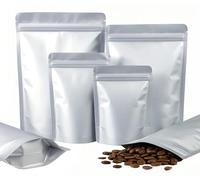 Plaphy 100 Sacchetti in Alluminio Stand-Up Richiudibili con Zip, Buste Ermetiche Autoportanti e Opache per Alimenti, Confezionamento e Conservazione Caffè, Tè e Caramelle (Argento, 18 x 26 cm)