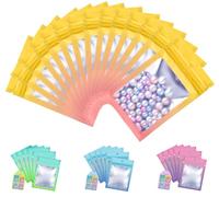 Plaphy 100 Sacchetti Mylar in Alluminio Richiudibili con Finestra, Bustine Mylar con Zip per Alimenti, Buste Ermetiche per Confezionamento e Conservazione Alimentare (Giallo e Arancione, 7 x 10 cm)