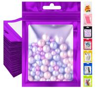 Plaphy 100 Sacchetti Mylar in Alluminio Richiudibili con Finestra, Bustine Mylar con Zip per Alimenti, Buste Ermetiche per Confezionamento e Conservazione Alimentare (Viola, 12 x 20 cm)