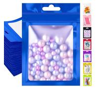 Plaphy 100 Sacchetti Mylar in Alluminio Richiudibili con Finestra, Bustine Mylar con Zip per Alimenti, Buste Ermetiche per Confezionamento e Conservazione Alimentare (Blu, 12 x 20 cm)