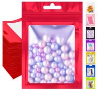 Plaphy 100 Sacchetti Mylar in Alluminio Richiudibili con Finestra, Bustine Mylar con Zip per Alimenti, Buste Ermetiche per Confezionamento e Conservazione Alimentare (Rosso, 7 x 10 cm)