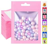 Plaphy 100 Sacchetti Mylar in Alluminio Richiudibili con Finestra, Bustine Mylar con Zip per Alimenti, Buste Ermetiche per Confezionamento e Conservazione Alimentare (Rosa, 12 x 20 cm)